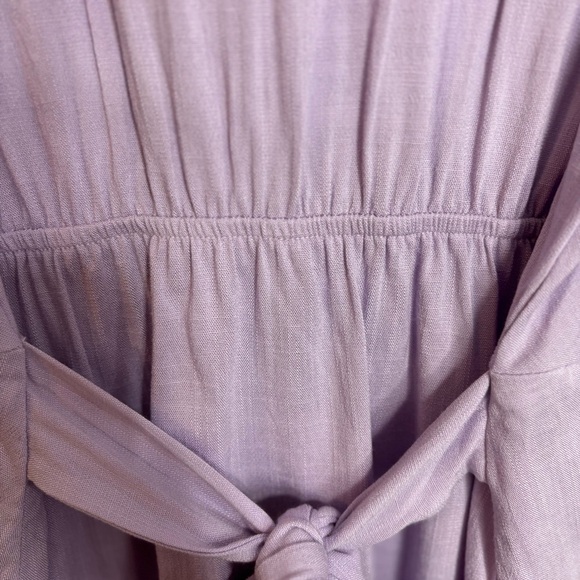 Heatherly Women’s 2X Purple Button-Down Top Tie Back Short Flutter Sleeves Mauve - Picture 9 of 11